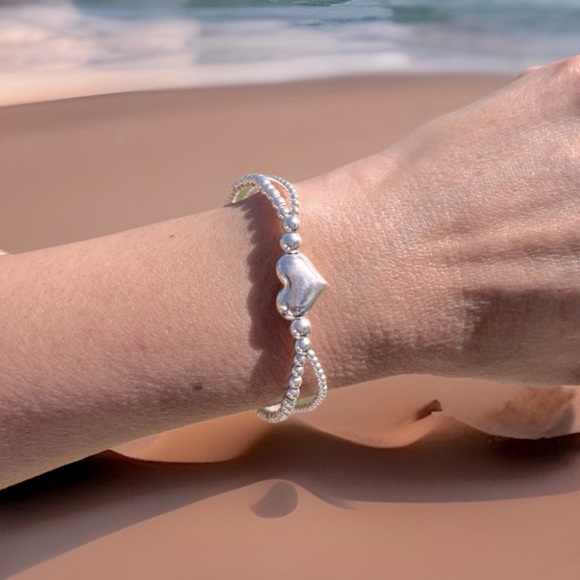 Taxco Bracelet 925 Sterling Silver Heart shaped Adjustable Boho chic,Hippie,Love - Picture 3 of 9